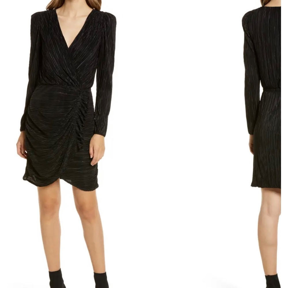 Halogen Plisse mini dress in black